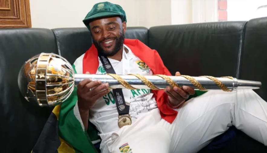 South African captain Temba Bavuma celebrates.