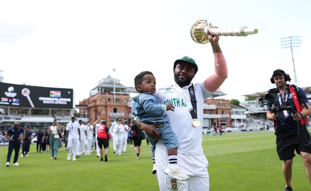 South African Captain Temba Bavuma and son.