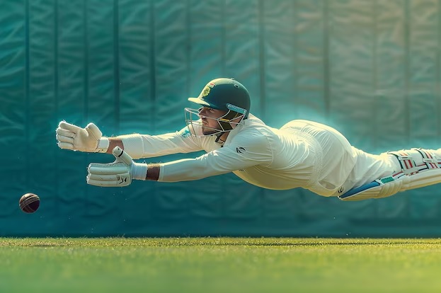 A diving cricket catch